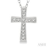 1/20 Ctw Single Cut Diamond Cross Pendant with Chain in Sterling Silver