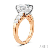 1 1/4 Ctw Princess Shape Emerald and Round Cut Diamond Semi-Mount Engagement Ring in 14K Rose and White Gold