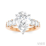 1 1/4 Ctw Pear Shape Emerald and Round Cut Diamond Semi-Mount Engagement Ring in 14K Rose and White Gold