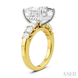 1 1/4 Ctw Princess Shape Emerald and Round Cut Diamond Semi-Mount Engagement Ring in 14K Yellow and White Gold