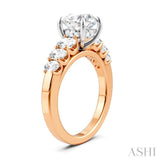 1 Ctw Round Shape Oval and Round Cut Diamond Semi-Mount Engagement Ring in 14K Rose and White Gold