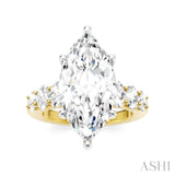 1 1/4 Ctw Marquise Shape Oval and Round Cut Diamond Semi-Mount Engagement Ring in 14K Yellow and White Gold