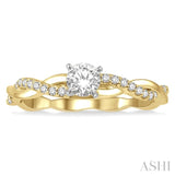 1/3 Ctw Round Center Diamond Twisted Ladies Engagement Ring with 1/4 Ct Round Cut Center Stone in 14K Yellow and White Gold