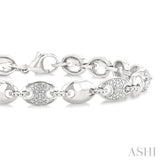 1/10 Ctw Mariner Link Single Cut Diamond Bracelet in Sterling Silver