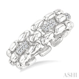 1/10 Ctw Bold Panther Link Round Cut Diamond Fashion Ring in Sterling Silver