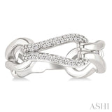 1/10 Ctw Single Cut Diamond Bold Knot Link Fashion Ring in Sterling Silver