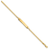 14k Polished Solid Chain/Solid Plate Curb Link 26x5mm Plate 6 inch Baby/Child ID Bracelet