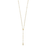 14k Polished Cross and Miraculous Medal Beaded 24 inch Rosary Necklace