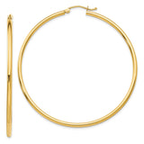 14k 2x55mm Polished Lightweight Tube Hoop Earrings