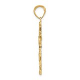 14K Polished Textured Nugget Style Cross Pendant