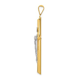 14k Two-Tone Polished INRI Crucifix Pendant