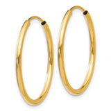 14k 1.5x23mm Polished Round Endless Tube Hoop Earrings
