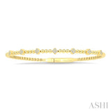 1/6 Ctw Round Cut Diamond Clover Bead Fashion Bangle in 10K Yellow Gold