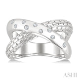 1/10 Ctw Split Criss Cross Single Cut Diamond Fashion Ring in Sterling Silver