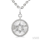 1/10 Ctw Round Fluted Medallion Single Cut Diamond Star of David Pendant With Chain in Sterling Silver