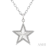 1/10 Ctw Star Fluted Medallion Single Cut Diamond Pendant With Chain in Sterling Silver