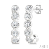 1/4 Ctw Petite Bezel Set Round Cut Diamond Fashion Half Hoop Earrings in 10K White Gold