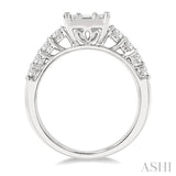 1 Ctw Fusion Baguette and Round Cut Diamond Engagement Ring in 14K White Gold