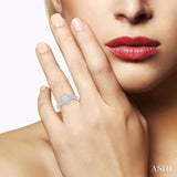 5/8 Ctw Oval Shape Round Cut Diamond Lovebright Ring in 14K White Gold