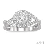 3/4 Ctw Lovebright Round Cut Diamond Engagement Ring in 14K White Gold