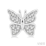 1/10 Ctw Petite Butterfly Round Cut Diamond Fashion Stud Earring in 10K White Gold