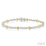 1 1/2 ctw Round & Diamond Mount Round Cut Diamond Bracelet in 14K White and Yellow Gold