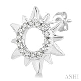 1/10 Ctw Petite Sun Round Cut Diamond Fashion Stud Earring in 10K White Gold