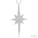 1/10 Ctw Star Charm Round Cut Diamond Pendant With Link Chain in 10K White Gold