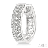 1/2 Ctw Channel Set Round Cut Diamond Hoop Earring in 14K White Gold