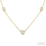 1 Ctw Bezel Set Round Cut Diamond Station Necklace in 14K Yellow Gold
