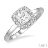 1/10 Ctw Halo Round Cut Diamond Semi-Mount Engagement Ring in 14K White Gold