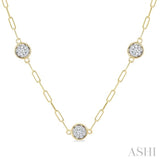 1 Ctw Lovebright Round Cut Diamond Paperclip Station Necklace in 14K Yellow and White Gold