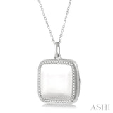 1/4 Ctw Round Cut Diamond Square Locket Pendant With Chain in 10K White Gold