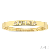 1/4 Ctw 'AMELIA' Block Name Single Cut Diamond Bangle in 10K Yellow Gold