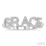 1/5 Ctw'GRACE' Block Name Round Cut Diamond Ring in 10K White Gold