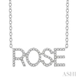 1/6 Ctw 'ROSE' Block Name Round Cut Diamond Necklace in 10K White Gold