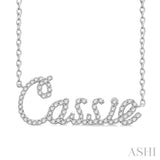 1/5 Ctw 'Cassie' Script Name Round Cut Diamond Necklace in 10K White Gold