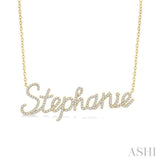 1/3 Ctw 'Stephanie' Script Name Round Cut Diamond Necklace in 10K Yellow Gold