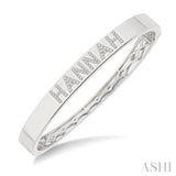1/4 Ctw 'HANNAH' Block Name Single Cut Diamond Bangle in 10K White Gold