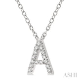 1/20 Ctw Initial 'A' Round Cut Diamond Pendant With Chain in 10K White Gold