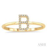 1/20 Ctw Initial 'B' Round Cut Diamond Fashion Ring in 10K Yellow Gold