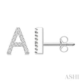 1/10 Ctw Initial'A' Single Cut Diamond Earrings in 10K White Gold