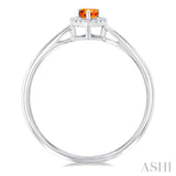 5x3 MM Pear Shape Citrine and 1/20 Ctw Single Cut Diamond Halo Semi-Precious Ring in 14K White Gold