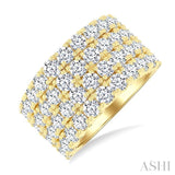 4 Ctw Four-Row Round Cut Diamond Wide Fashion Band in 14K Yellow Gold