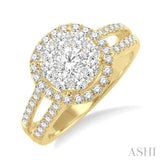 1 Ctw Lovebright Round Cut Diamond Engagement Ring in 14K Yellow and White Gold