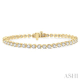 4 Ctw Round Cut Diamond 3-Prong Tennis Bracelet in 14K Yellow Gold