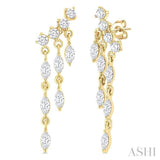 3/4 Ctw Mini Chandelier Marquise and Round Cut Diamond Fashion Earrings in 14K Yellow Gold