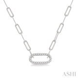 1/4 Ctw Paperclip Round Cut Diamond Pendant With Chain in 14K White Gold