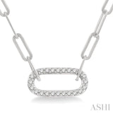 1/4 Ctw Paperclip Round Cut Diamond Pendant With Chain in 14K White Gold