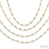 7 Ctw Bezel Set Round Cut Diamond Layered 60-Inch Necklace in 14K Yellow Gold